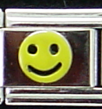 Bright yellow happy face - 9mm Italian enamel charm